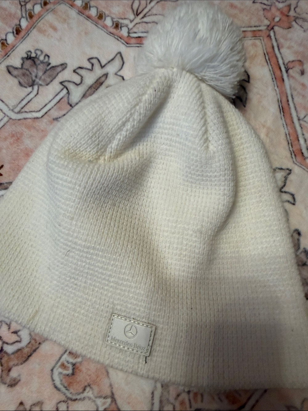 Cream Knit Pom Beanie